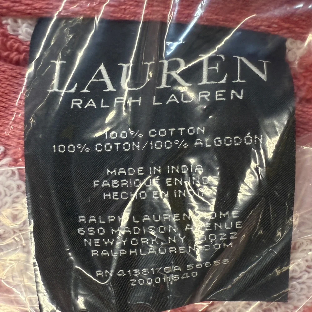 Polo by Ralph Lauren Pink and White Hand Towel